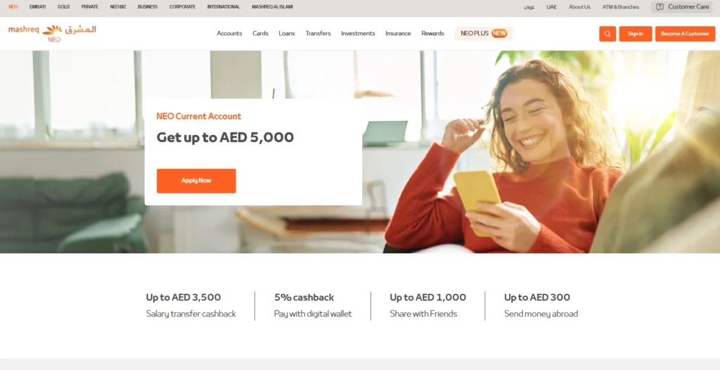 Digital Bank in the UAE - Mashreq Neo Account