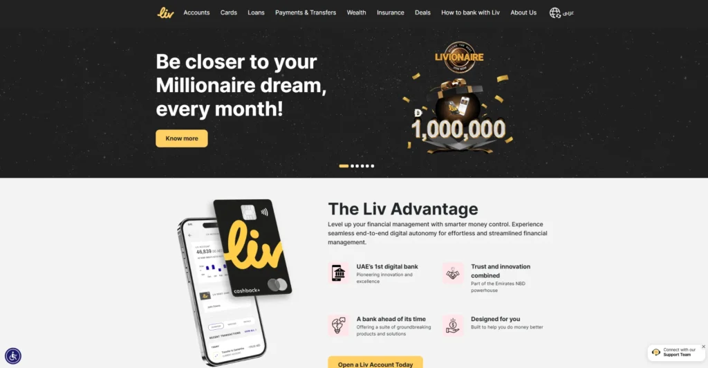 Digital Bank in the UAE - Liv. Account