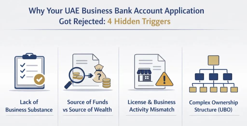 Why Your UAE Business Bank Account Application Got Rejected: 4 Hidden Triggers